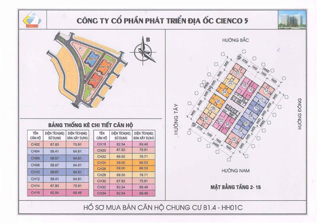 Mặt Bằng Tổng Thể Căn hộ chung cư b1.4 hh01c thanh hà