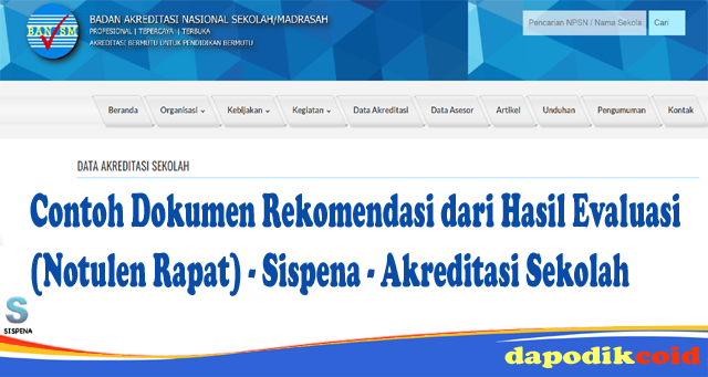 Contoh Dokumen Rekomendasi dari Hasil Evaluasi (Notulen Rapat) - Sispena - Akreditasi Sekolah SD dan SMP