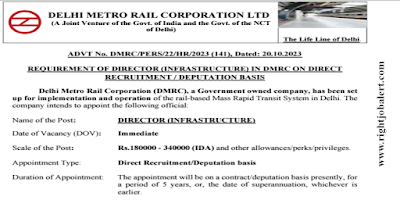 Director- Infrastructure Civil,Electrical,Mechanical or Electronics and Communication Engineering Jobs in Delhi Metro Rail Corporation Limited