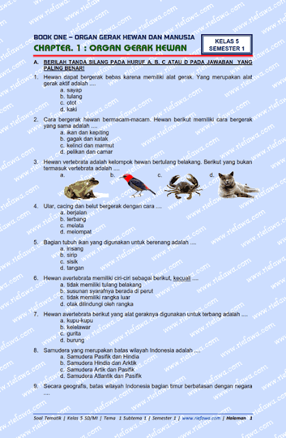 Soal Tematik Kelas 5 Tema 1 Subtema 1 Semester 1 Tahun 