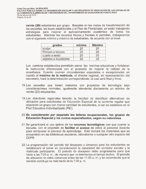 ESCUELA ELEMENTAL JORGE WASHINGTON II: Carta Circular Núm 