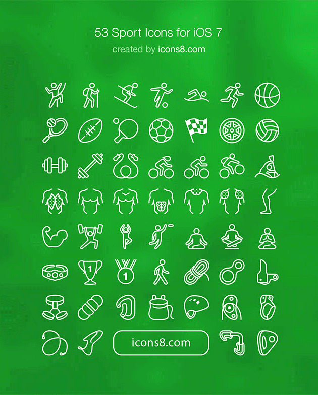 スポーツのアイコン素材が合計53種類