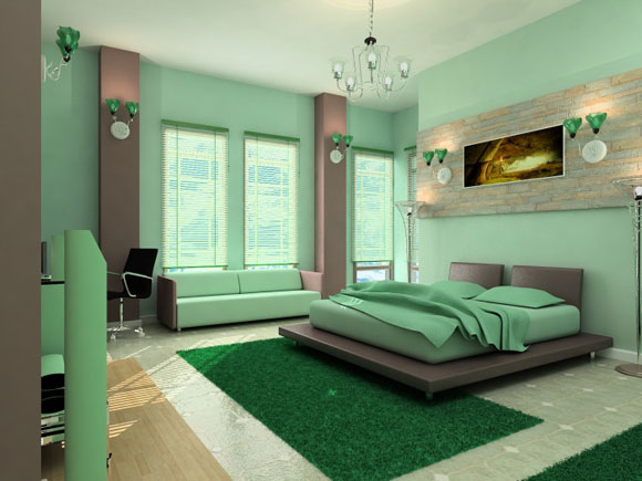 green master bedroom decor