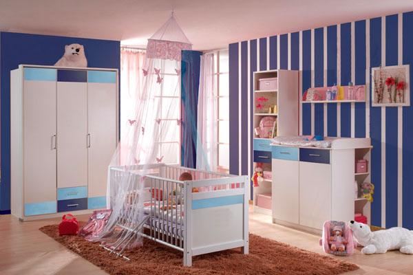 DORMITORIO PARA BEBE VARON COLOR CELESTE - AZUL Y BLANCO