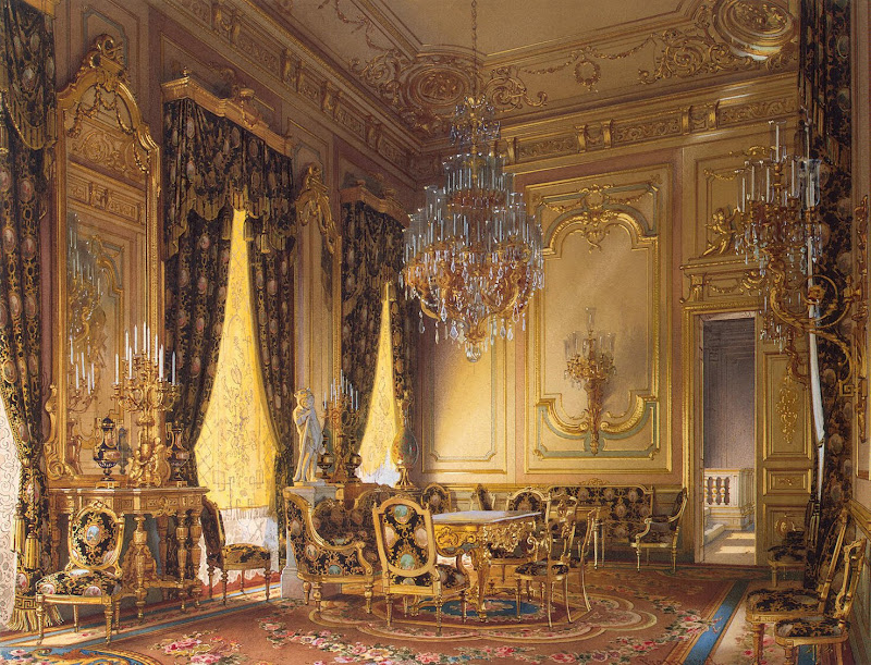 Mansion of Baron A.L. Stieglitz. The Golden Drawing-Room by Luigi Premazzi - Architecture, Interiors Drawings from Hermitage Museum