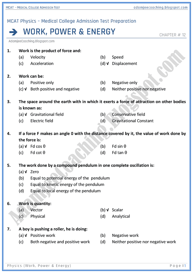 mcat-physics-work-power-and-energy-mcqs-for-medical-entry-test