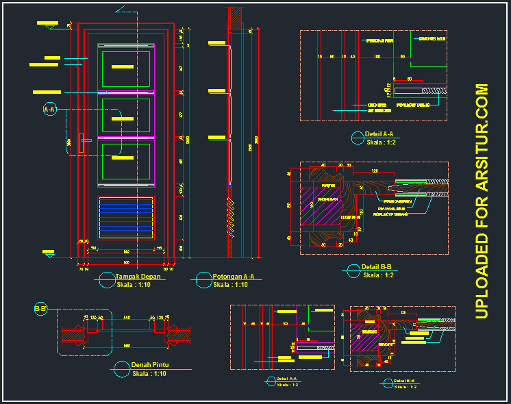  Detail Pintu Swing dan Kusen Pintu Contoh Gambar AutoCAD DWG