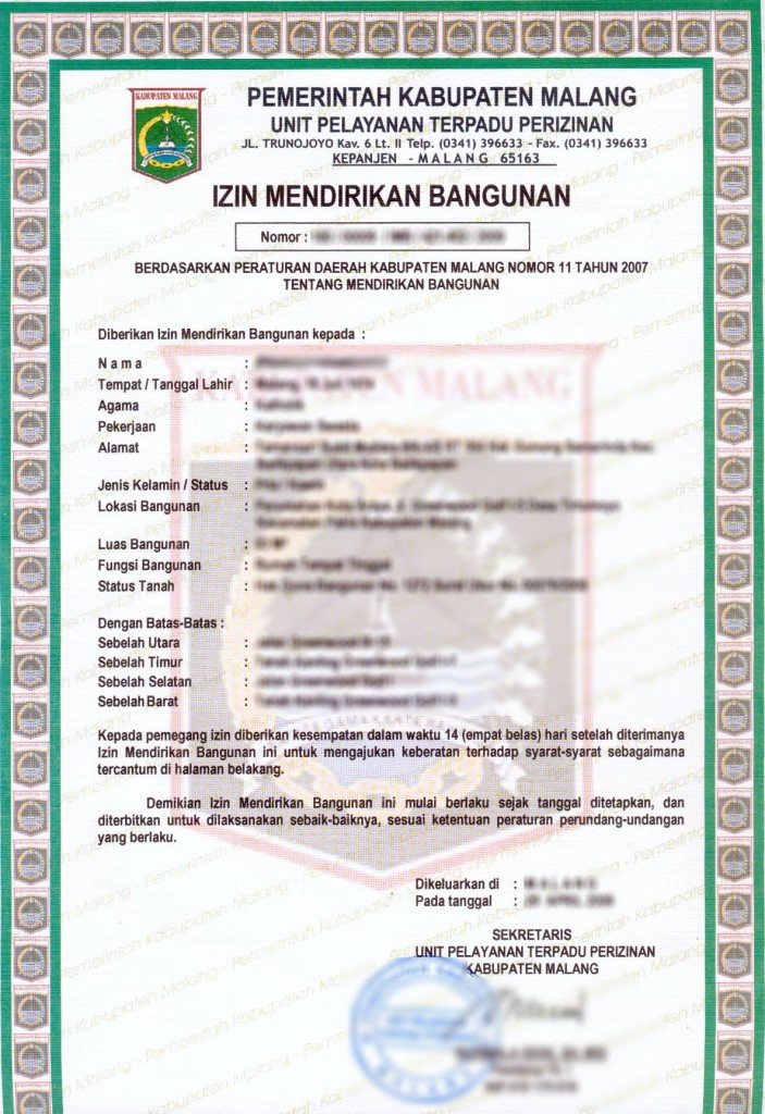 Contoh Surat Ijin Mendirikan Bangunan (IMB) Versi Gambar 