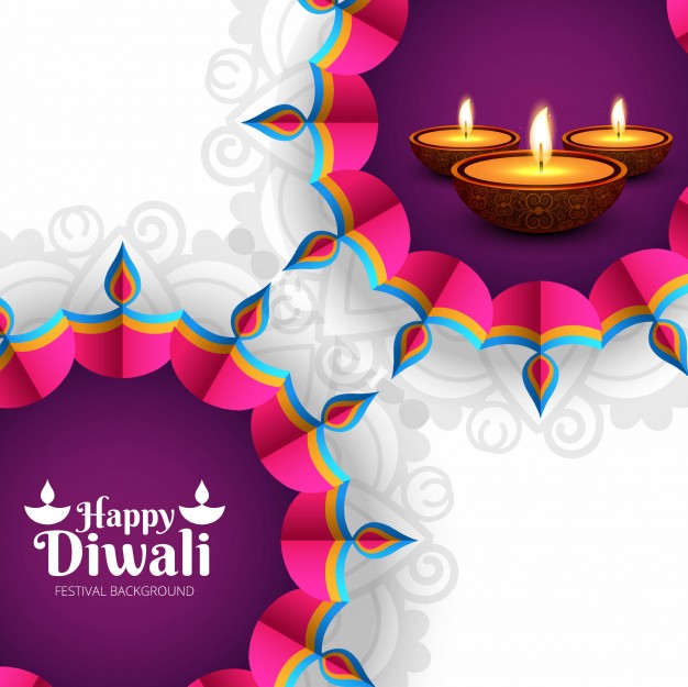 Beautiful Diwali Greeting with professional design diyas