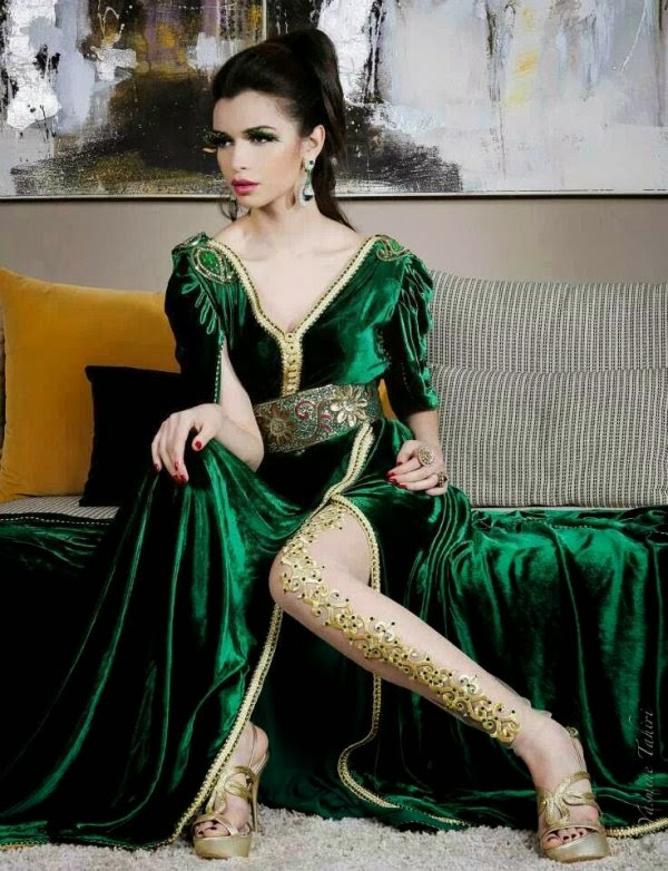 Caftan Vert 2015 - Robe de Soirée Marocaine  Boutique 