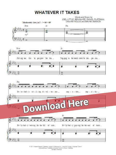 imagine dragons, whatever it takes, sheet music, piano notes, chords, download, tutorial, lesson, guide, cleff, tabs, guitar, vocals, klavier noten