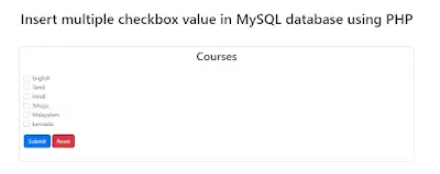 Insert multiple checkbox value in  MySQL database using PHP in tamil