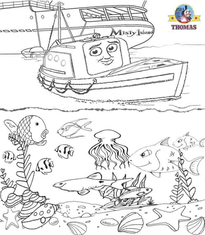  boat sea life tropical fish aquarium coloring book pages for children title=