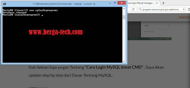 Kumpulan Perintah query MySQL menggunakan CMD (Command Prompt) dari "Berga tech"
