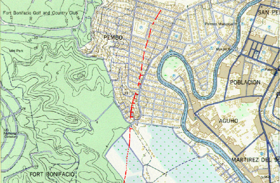 PHIVOLCS fault line map for Makati City and Taguig City