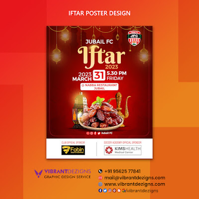 Iftar poster Design for JFC football club, Iftar poster Design with date and time, Iftar poster Design service-vibrantdezigns, graphic design service for iftar Ramzan