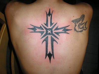 Tribal Cross back Tattoos 