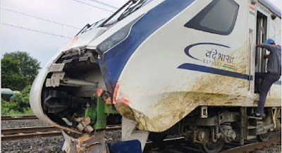 Victim of Vande Bharat Express accident, front part damaged after hitting animal