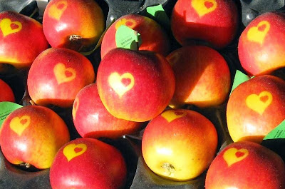 Apples with hearts on their skins