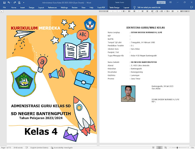 UNDUH BUKU ADMINISTRASI GURU KELAS SD KURMER. BAHAN REFERENSI GURU