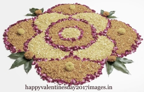 Easy Rangoli with Flowers and Leaves