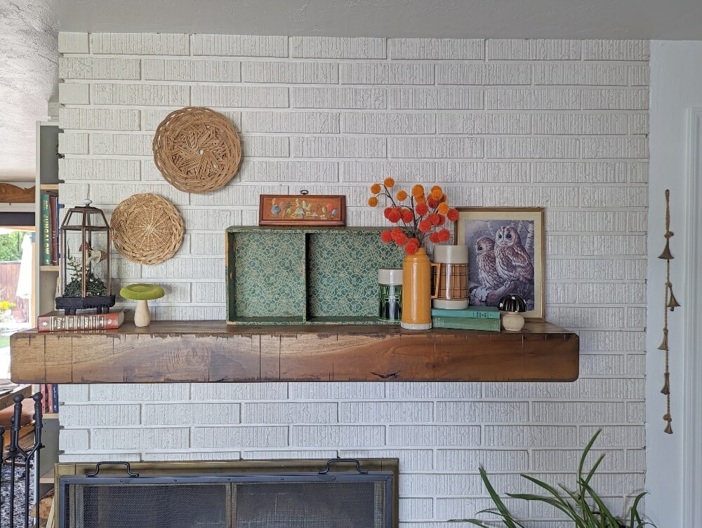 Early Fall Mantel With Repurposed Thermoses