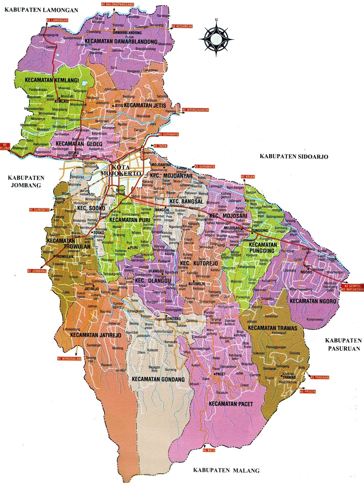  Peta  Kota  Peta  Kabupaten  Mojokerto 