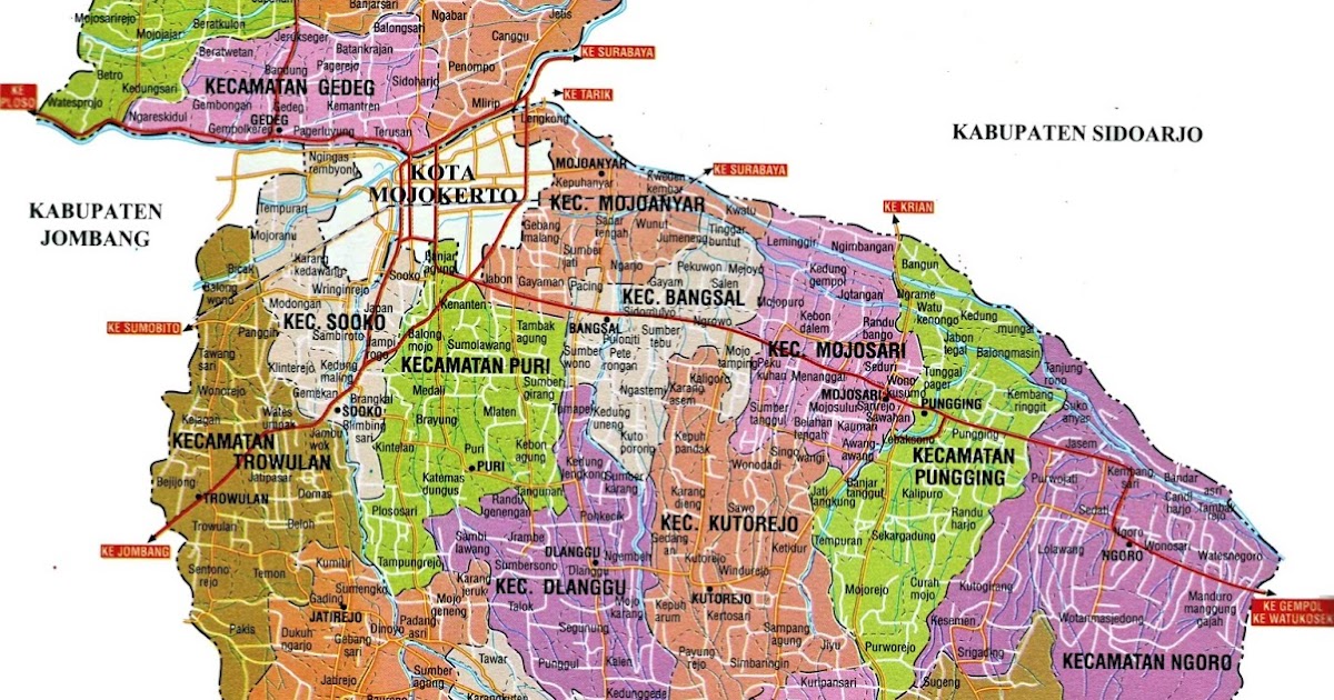  Peta  Kota  Peta  Kabupaten  Mojokerto 