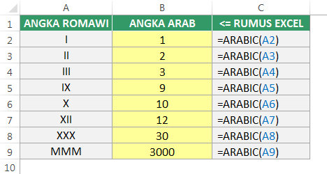 Mengonversi Angka Arab di Excel