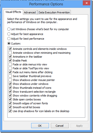 Performance-options
