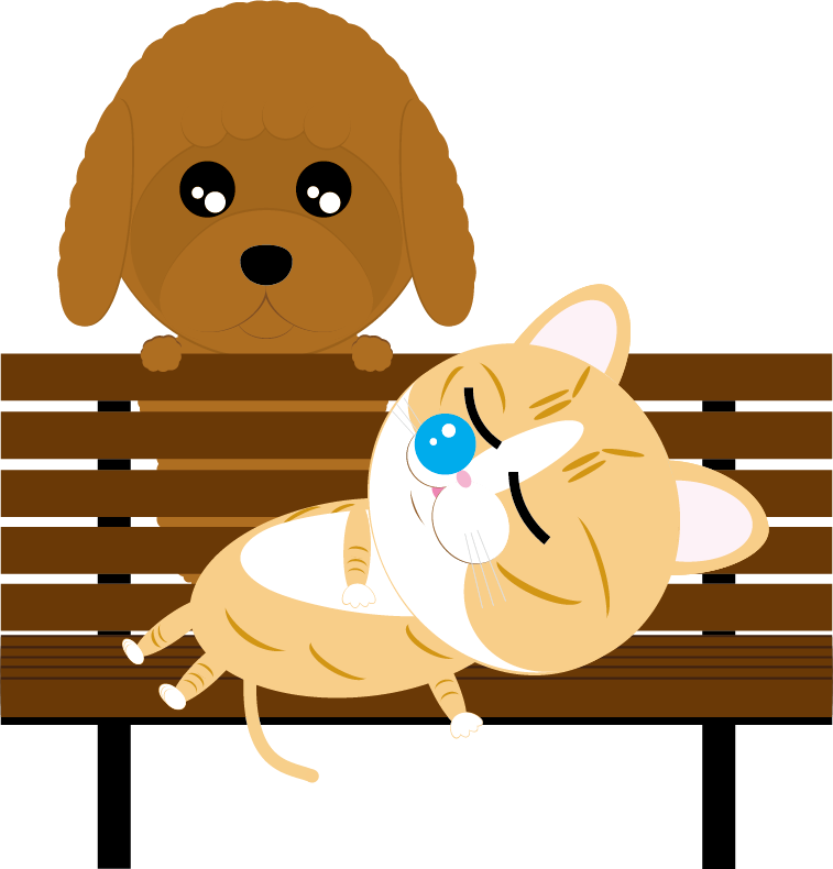 Free Garden Cat Dog Illustration 猫 犬 のイラストフリー素材