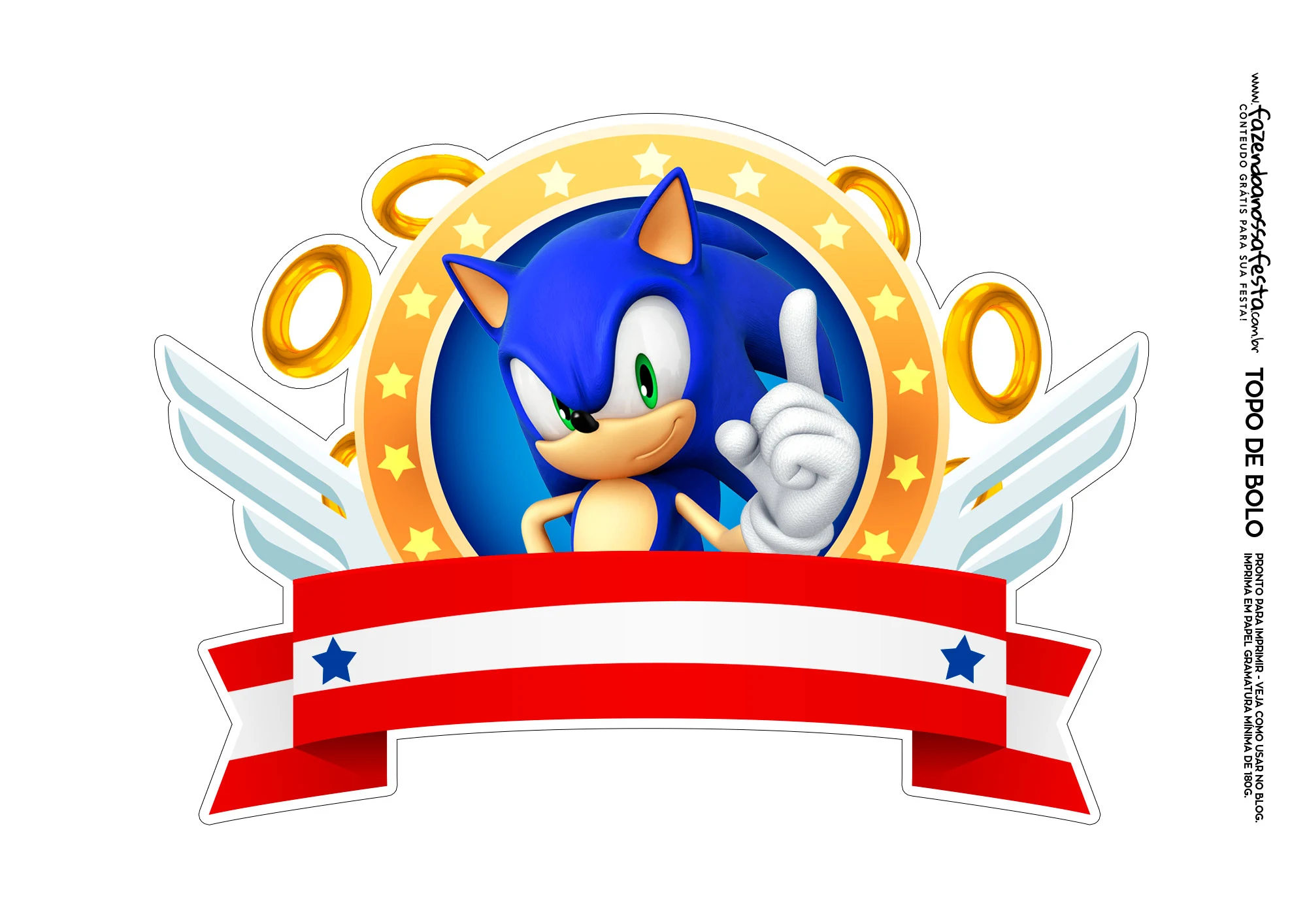 Sonic Party Free Printable Cake Toppers and Decoration. Oh My Fiesta