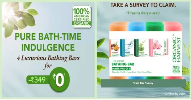 Get Free Sample of Organic Harvest 4 Luxurious Bathing Bars
