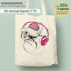 OceanSeven_Shopping Bag_Tas Belanja__Nature & Animal_3D Animal Sketch 7 TX