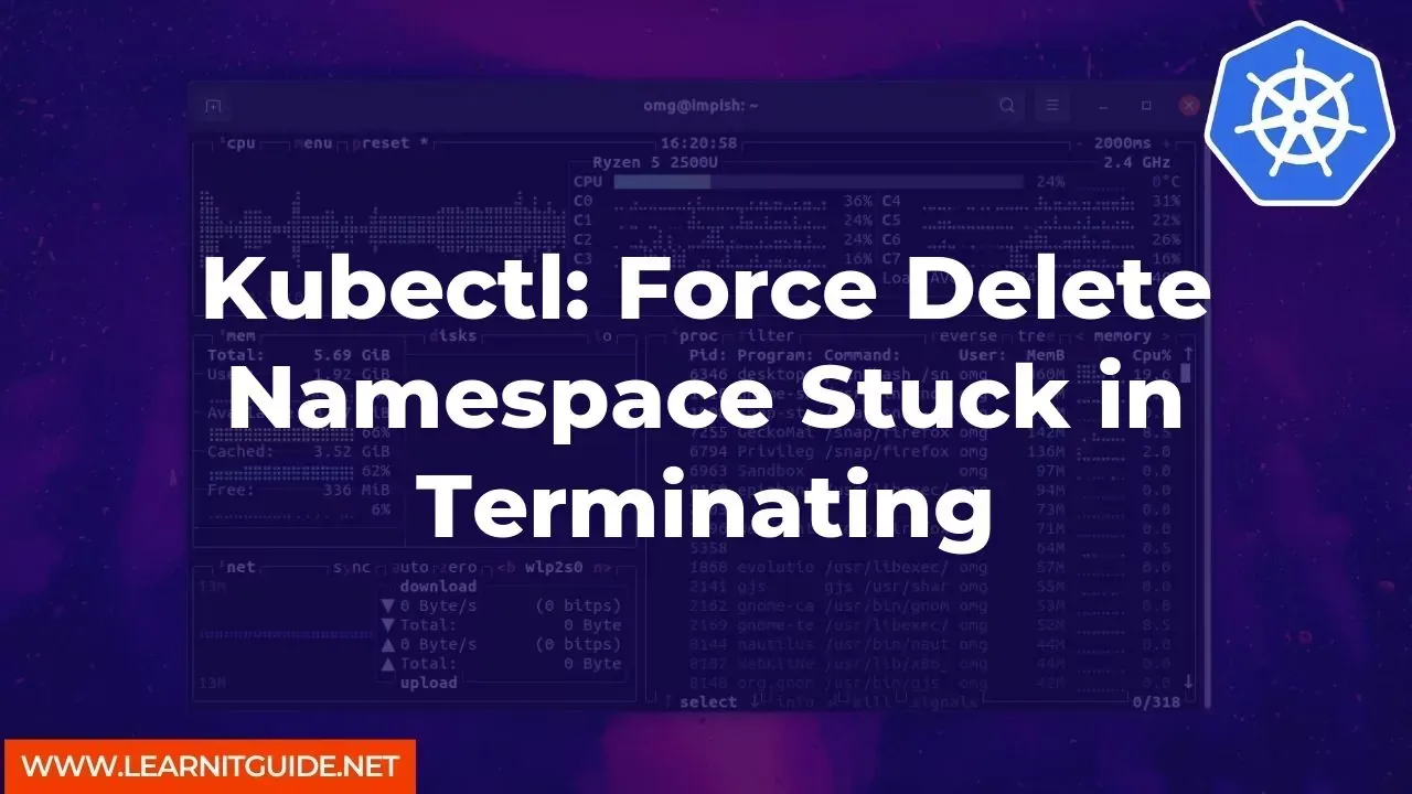 Kubectl Force Delete Namespace Stuck in Terminating