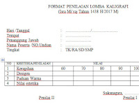 Contoh Format Penilaian Lomba Kaligrafi