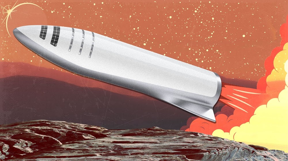 Illustration of SpaceX BFR spaceship by Elizabeth Brockway