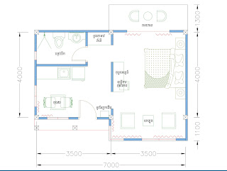 Plan maison élégante de 7 x 5 mètre