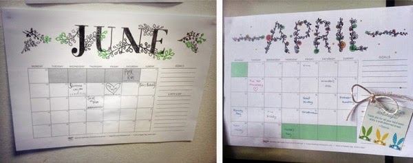 Happiness is... free printable calendars in use