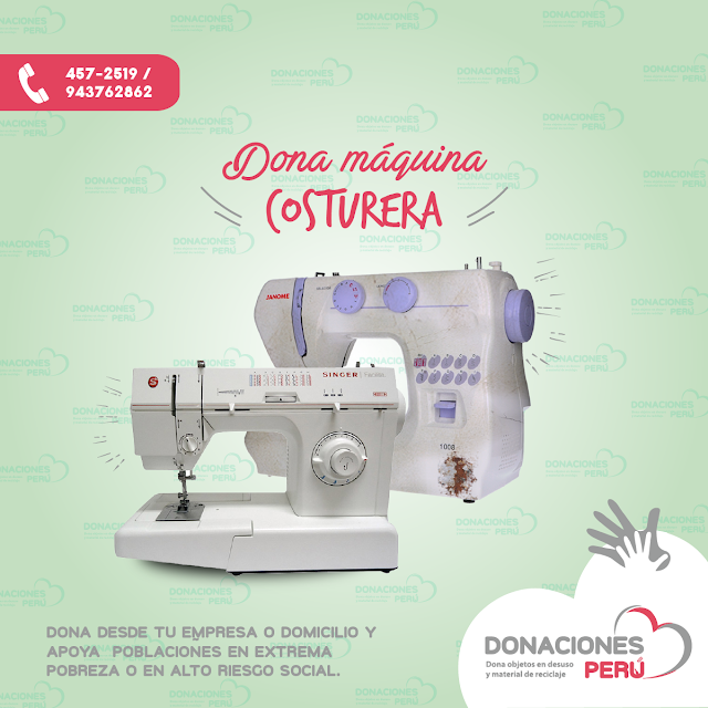 Dona maquina costurera - Dona Perú - Dona maquina de coser - Dona y recicla - Recicla y dona - Donaciones Perú