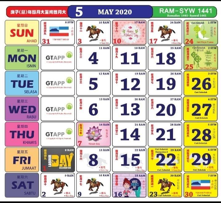 Kalendar Tahun Baru 2020 Berserta Cuti Umum Dan Cuti ...