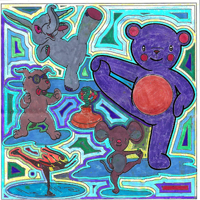 Yoga Teddy Bear, coloring books, coloring contest, yoga poses, balancing poses