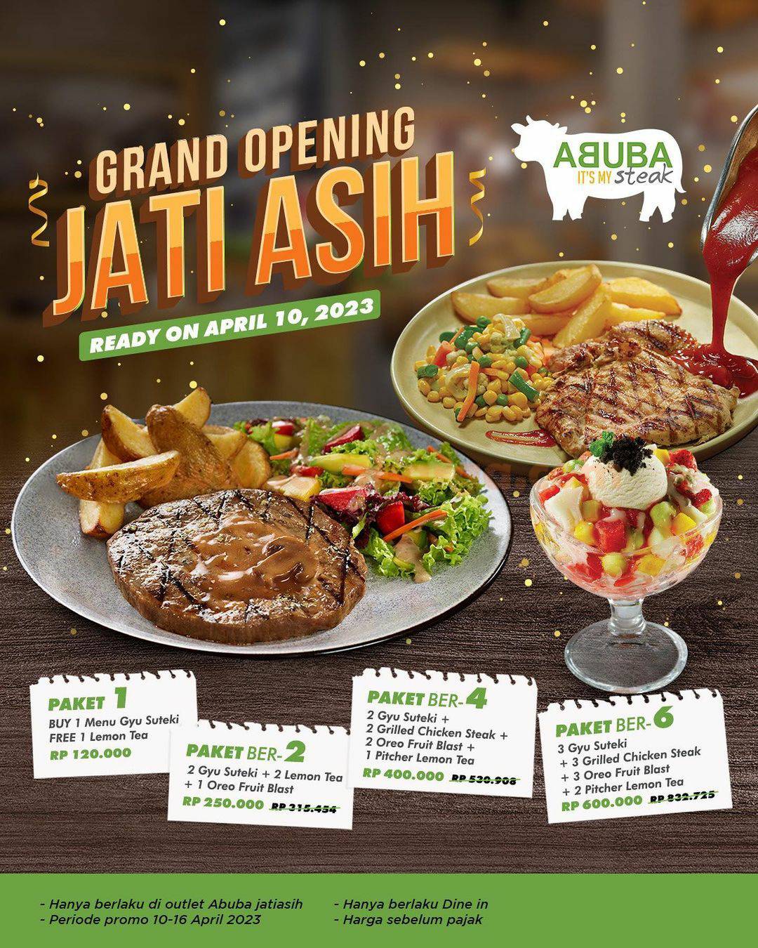 Promo ABUBA STEAK JATI ASIH GRAND OPENING