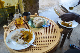 Angolan chicken stew and funge