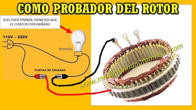 como probar el rotor del alternador - como reparar un alternador - principales fallas en el alternador - COMO PROBAR EL ESTATOR. probar rotor