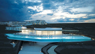 aerial panoramic view of magma resort santorini