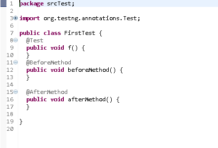 View of TestNG class with Annotations