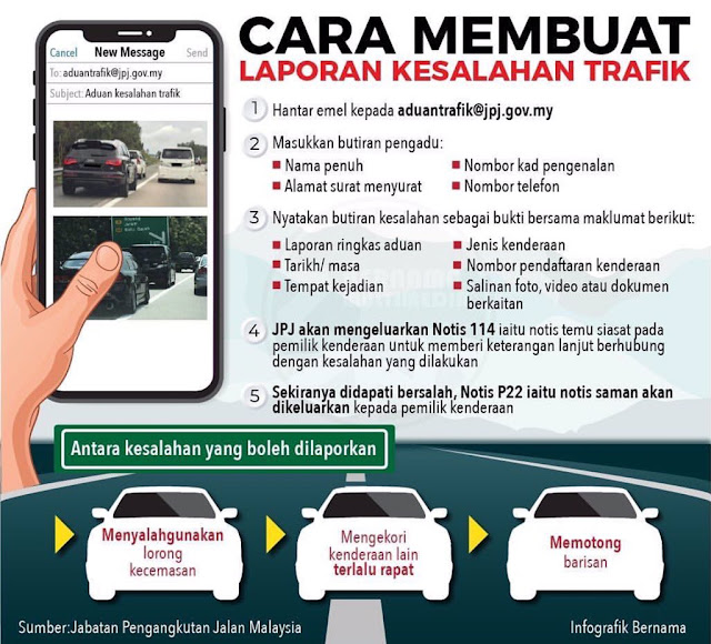 Nampak Kesalahan Trafik, Guna Emel Template Ini Untuk Buat Laporan