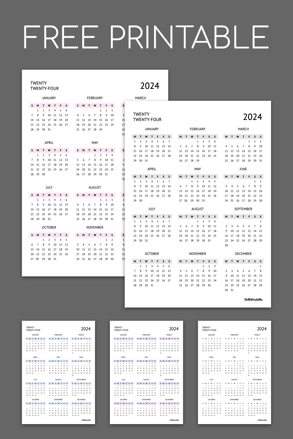 FREE Printable Bullet Journal Year at a Glance Calendar