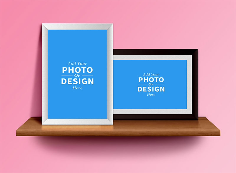 Photo Frames On The Shelf PSD